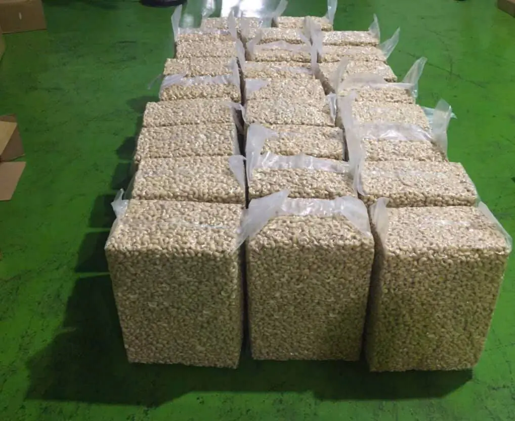 Vacuum-packed cashew bags stacked on a pallet